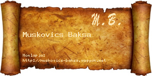 Muskovics Baksa névjegykártya